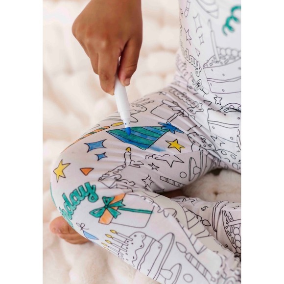 Bums & Roses Kids 2T Color Me Birthday Bamboo Viscose Pajama Set NWT READ - Picture 4 of 6